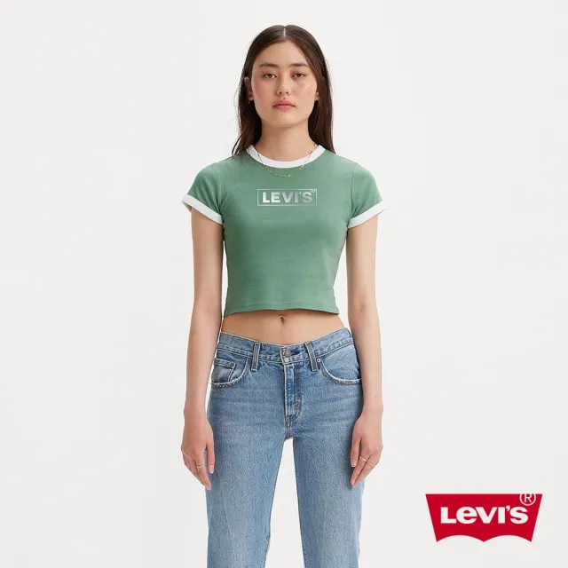 【LEVIS 官方旗艦】女款 Mini短版短袖Tee恤 / 長方LOGO 熱賣單品 A3523-0070