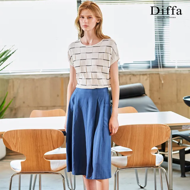 【Diffa】美型車褶設計長寬裙-女