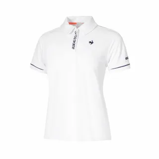 【LE COQ SPORTIF 公雞】高爾夫系列 女款白色艾菲爾鐵塔緹花機能防曬短袖POLO衫 QLT2J206