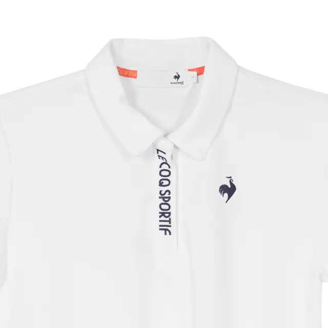 【LE COQ SPORTIF 公雞】高爾夫系列 女款白色艾菲爾鐵塔緹花機能防曬短袖POLO衫 QLT2J206