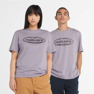【Timberland】中性灰紫色背面圖案短袖T恤(A4185EG7)
