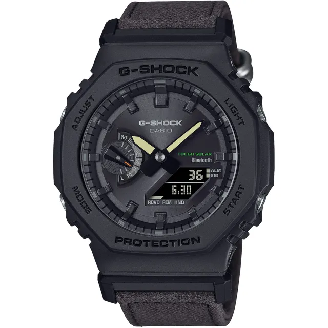 【CASIO 卡西歐】G-SHOCK 藍牙 太陽能 八角防護構造尼龍帶手錶-2色可選(GA-B2100CT-1A5/GA-B2100CT-5A/速)