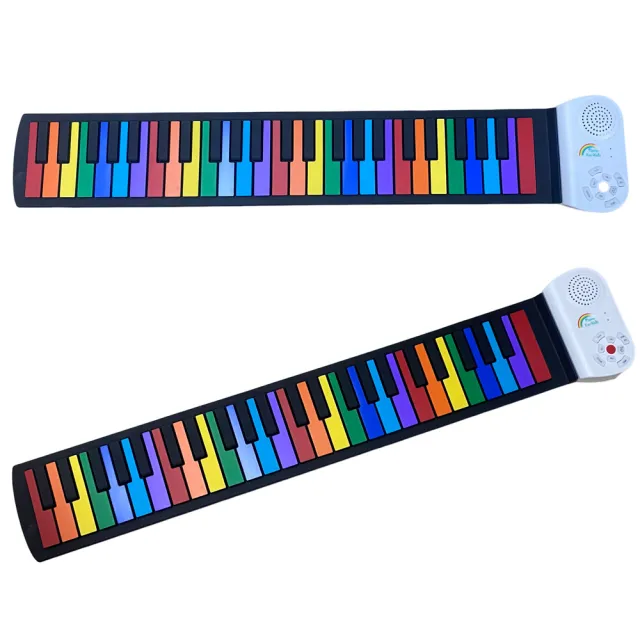 【Bora】充電式兒童彩虹手捲鋼琴(兒童 手捲鋼琴 手捲電子琴 內建鋰電池 軟性電子琴 兒童琴 可捲式電子琴)