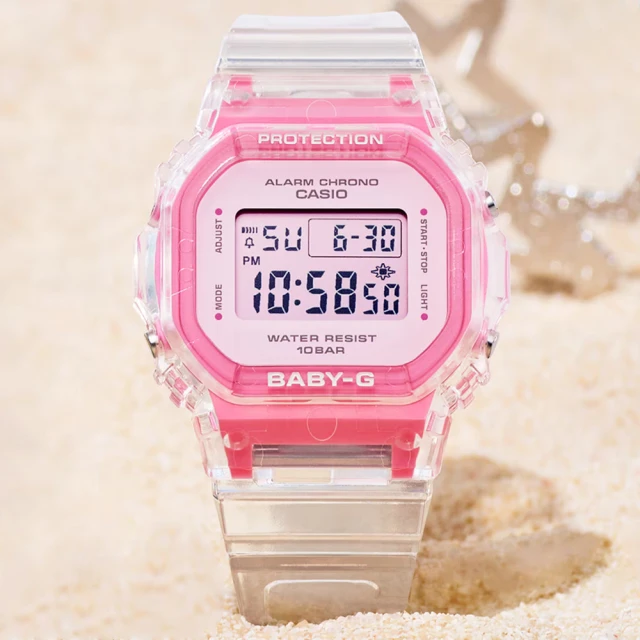 CASIO 卡西歐CASIO 卡西歐 BABY-G 半透明 夏季時光 方形電子腕錶(BGD-565SJ-7)
