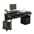 【DFhouse】頂楓150公分電腦桌+一抽一鍵+主機架+活動櫃+桌上架-胡桃色