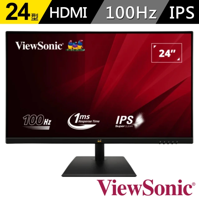 ViewSonic 優派 VA2436-H 24型 IPS FHD 100Hz 平面護眼電腦螢幕(HDMI/VGA/1ms)