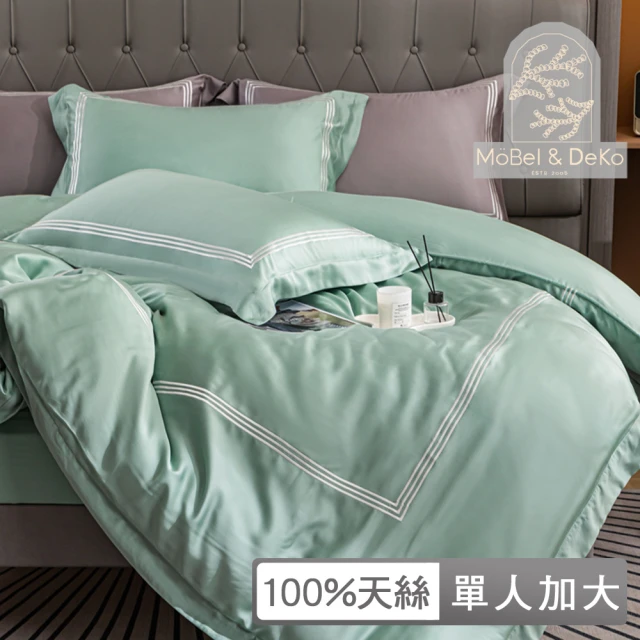 【DeKo岱珂】頂級60支100%奧地利純天絲床包枕套組  素色刺繡系列  獨家升級款(單人加大)