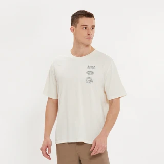 【Hang Ten】男裝-蚊蟲防護左胸印花短袖T恤(奶白)