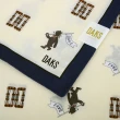 【DAKS】經典滿版LOGO旗幟小熊純綿帕巾(鵝黃色/深藍色)