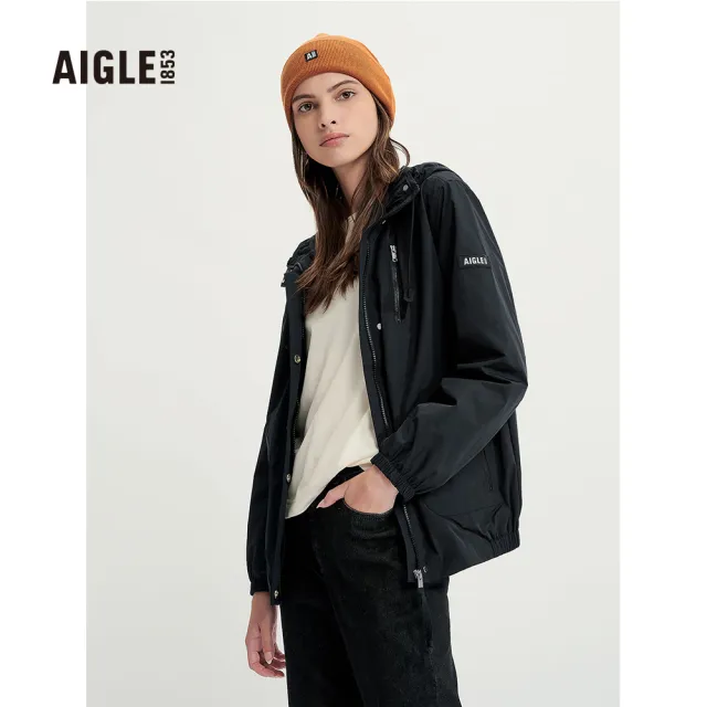 【AIGLE】女抗UV防潑水外套 AG-3A249A100 黑色(女裝 抗UV外套 防潑外套)