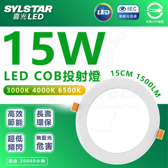 SYLSTAR 喜光 10入組 15W LED崁燈 節能崁燈(15cm崁孔 1500lm)