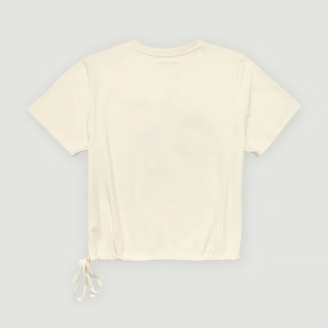 【Hang Ten】女裝-蚊蟲防護下擺綁結胸前印花短袖T恤(奶白)