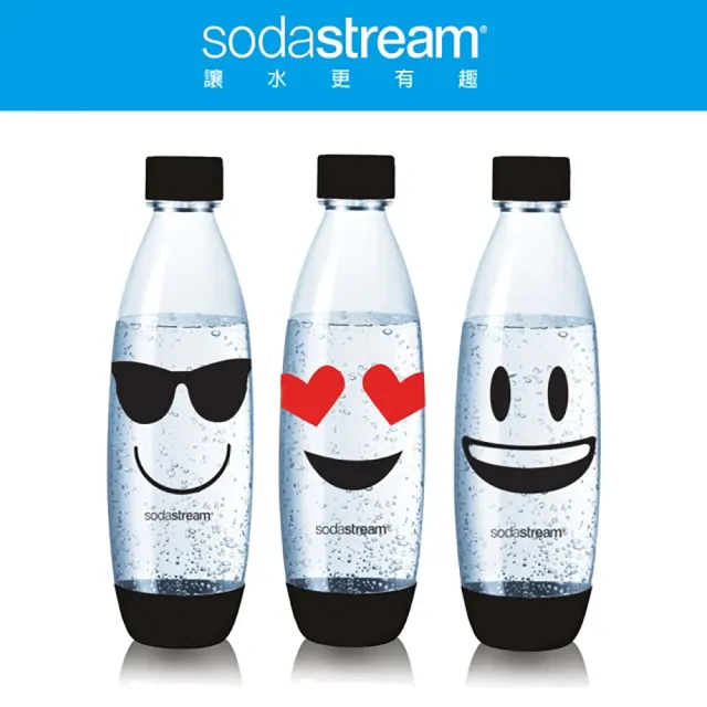 【即期品】Sodastream-水滴型專用水瓶1L 3入-Emoji(效期2025/4/1)