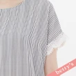 【betty’s 貝蒂思】雪紡條紋拼接蕾絲袖口上衣(黑色)
