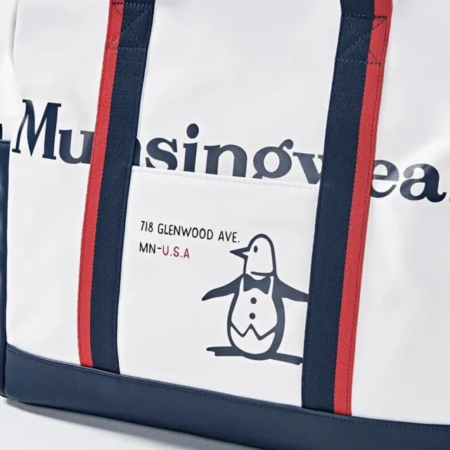 【Munsingwear】企鵝牌 白色土耳其國旗配色大容量波士頓包 MGTJ0A06