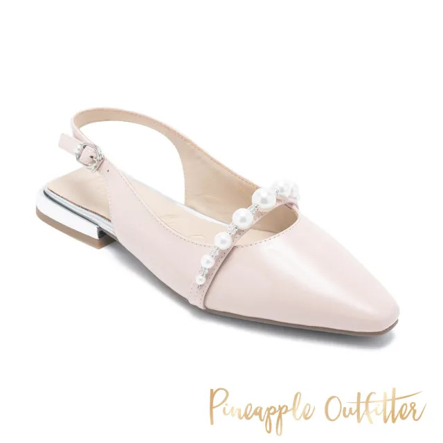 【Pineapple Outfitter】IHSAN 氣質珍珠鍊帶裸跟平底鞋(藕粉色)