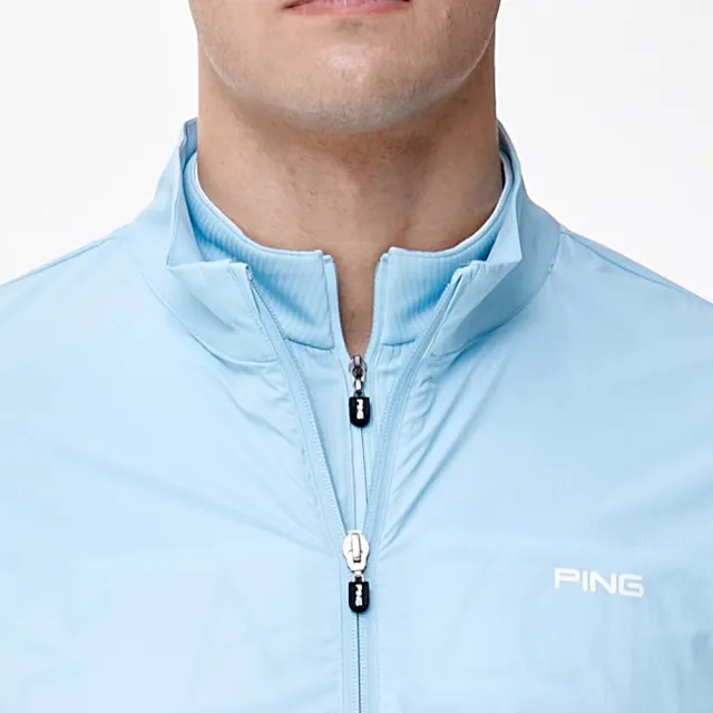 【PING】男款防潑水防曬抗UV高爾夫薄風衣外套-淺藍(GOLF/PC24115-53)
