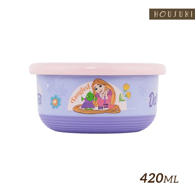 【HOUSUXI 舒希】迪士尼長髮公主系列-不鏽鋼雙層隔熱碗-420ml-A2