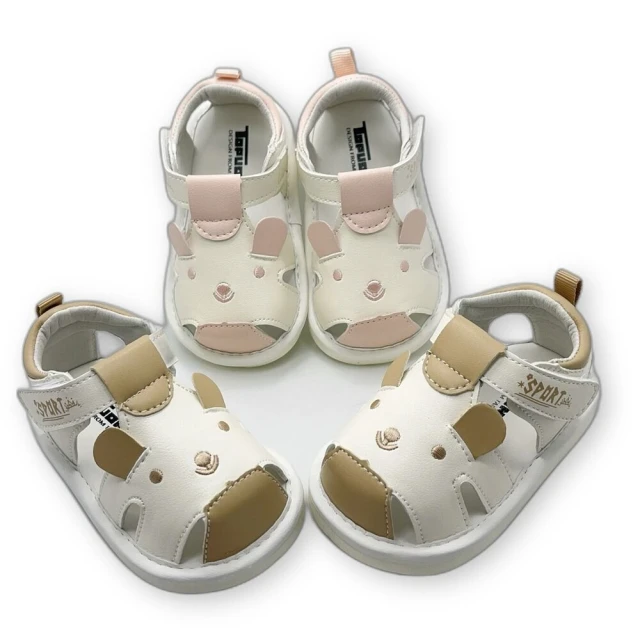 【樂樂童鞋】可愛小熊嗶嗶涼鞋-兩色可選(學步鞋 嬰幼童鞋 寶寶鞋)