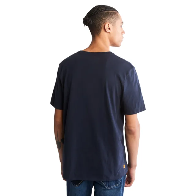 【Timberland】男款深藍色有機棉胸前刺繡Logo短袖T恤(A6DKU433)
