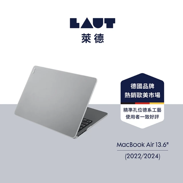 LAUT 萊德 Macbook Air 13.6吋（2022/2024）霧面筆電保護殼-白(適用M2/M3電腦殼)