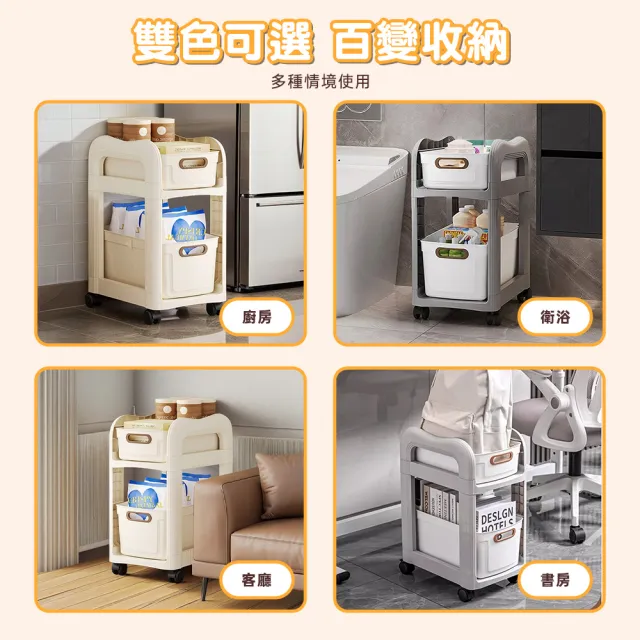 ii-roomx理想空間多功能雙層移動收納推車(萬象輪 收納架 置物架 層架 推車  零食架)