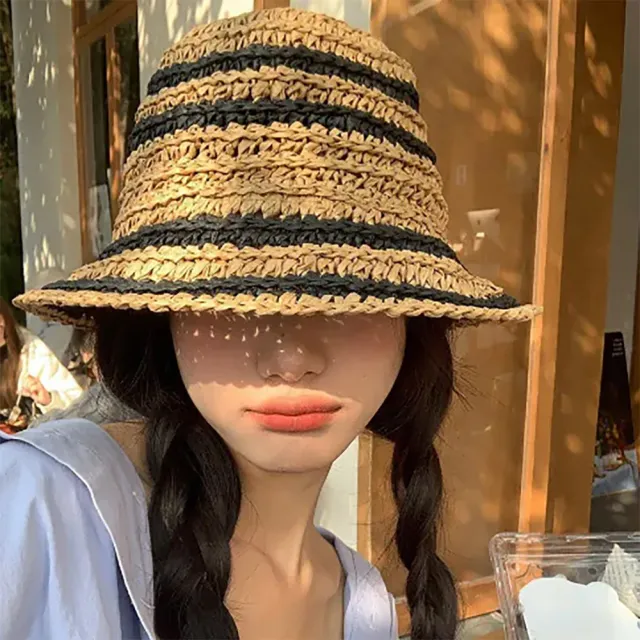 【SeasonsBikini】春夏百搭防曬編織草帽(草帽摺疊空頂)