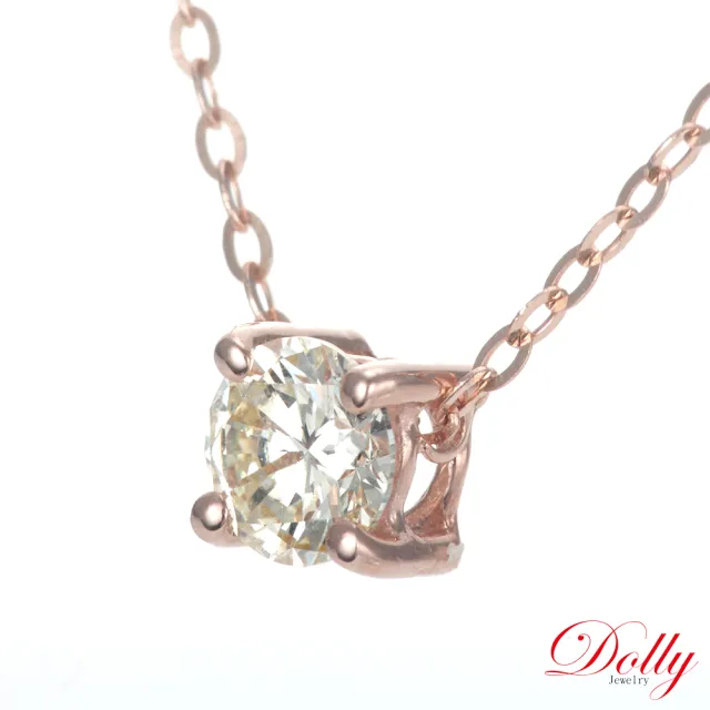 【DOLLY】0.30克拉 輕珠寶完美車工18K玫瑰金鑽石鎖骨鍊(014)