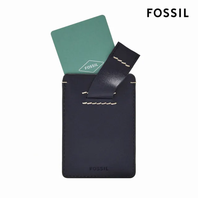 【FOSSIL 官方旗艦館】Westover 真皮直式卡夾-藍色 ML4585545(禮盒組附鐵盒)