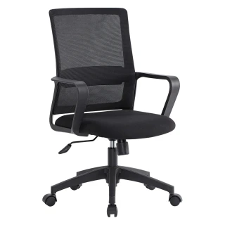 【Hampton 漢汀堡】荷登黑色網布辦公椅(辦公椅/電腦椅/椅子/座椅/輪子)