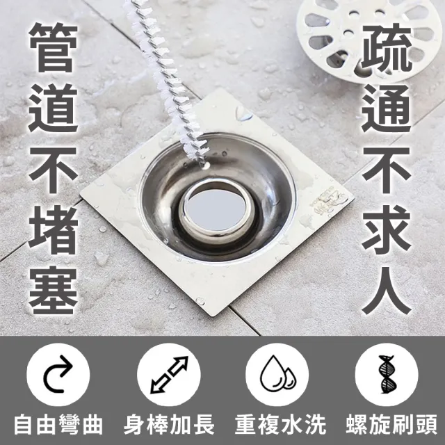 【JHS】4入組 螺旋刷毛管道水槽毛髮疏通器 送廚房水槽過濾網30入(水管疏通器 下水道疏通器 清潔鉤)