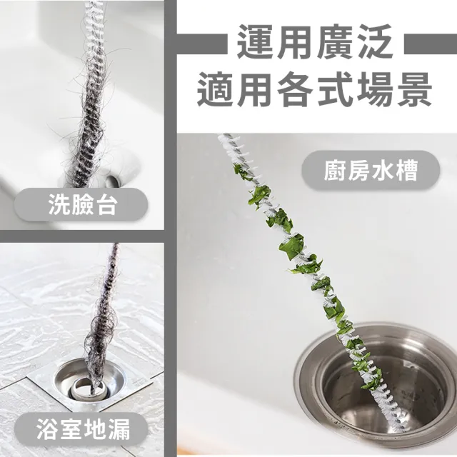 【JHS】4入組 螺旋刷毛管道水槽毛髮疏通器 送廚房水槽過濾網30入(水管疏通器 下水道疏通器 清潔鉤)