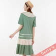 【betty’s 貝蒂思】百褶領片撞色拼接短袖洋裝(綠色)