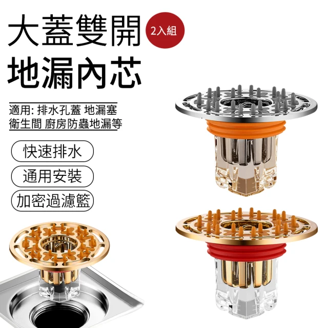 【SUNLY】大蓋雙開磁吸式閉合防臭地漏芯2入組(排水孔蓋 地漏塞 防蟲 防臭 過濾防堵)