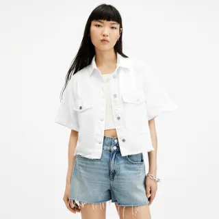 【ALLSAINTS】TOVE 短版寬鬆牛仔短袖襯衫-白 W113PA(寬鬆版型)