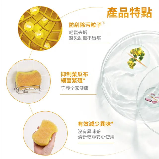 【3M】百利細緻餐具/茶杯專用好握型海綿菜瓜布20片/組(小黃海綿)