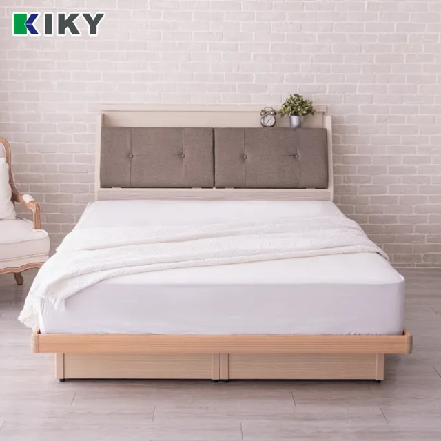 【KIKY】村上貓抓皮靠枕三件床組雙人加大6尺(床頭箱顏色自由配+掀床+適中床墊)