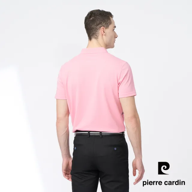 【pierre cardin 皮爾卡登】商務休閒 男款 胸前印大斜格短袖POLO衫-粉紅色(5247267-65)