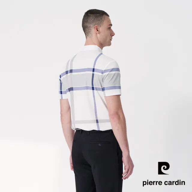 【pierre cardin 皮爾卡登】商務休閒 男款 大定位印格短袖POLO衫-白色(5247255-90)