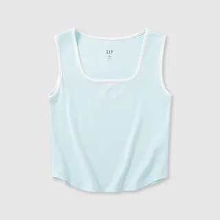 【GAP】女裝 Logo方領針織背心 女友T系列-藍色(465243)