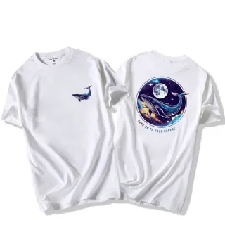 【潮野屋】藍鯨與月亮 夢想 宇宙 短袖T恤 短T 衣服 上衣 潮T 歐美 可愛 潮流 創意 休閒(WTD-3240)