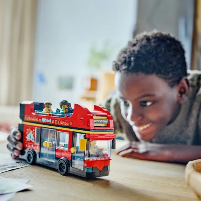 【LEGO 樂高】城市系列 60407 紅色雙層觀光巴士(交通工具 DIY積木 居家擺設 禮物)