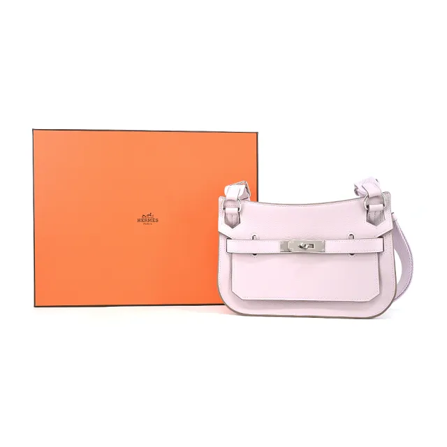 【Hermes 愛馬仕】Jypsiere mini Evercolor 牛皮斜背包(09夢幻紫/W刻/銀釦)
