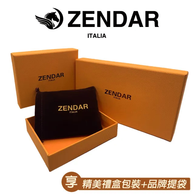 【ZENDAR】台灣總代理 頂級小牛皮十字紋拉鍊長夾 馬蒂娜系列(琥珀色 贈禮盒提袋)
