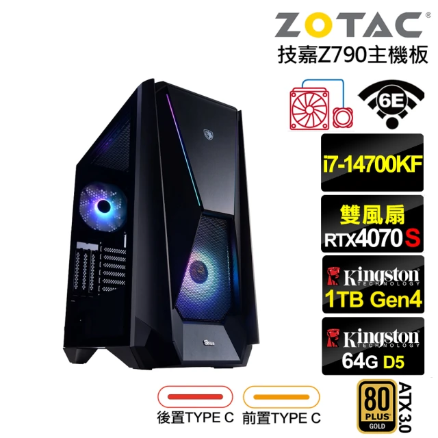 NVIDIA i7廿核RTX 4070 SUPER{銀河系ZL8FC}水冷電競電腦(i7-14700KF/技嘉Z790/64G/1TB/WIFI)