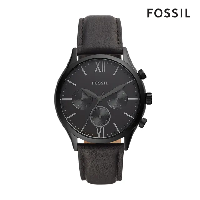 【FOSSIL 官方旗艦館】Fenmore系列經典三眼指針手錶 皮革錶帶 44MM(多款可選)