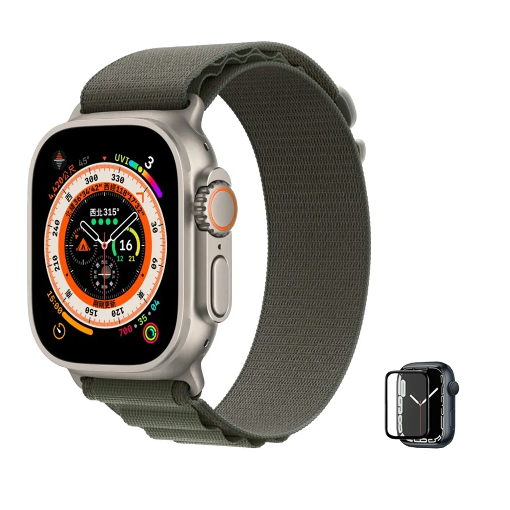 犀牛盾保貼組【Apple】Apple Watch Ultra 49mm 鈦金屬錶殼+高山錶環