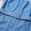【OUWEY 歐薇】海洋風條紋織帶休閒長洋裝(藍色；S-L；3242327064)