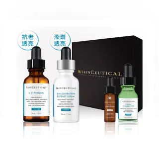 【Skin Ceuticals 修麗可】抗氧淡斑★超濃度CE抗氧化精華 30ml+淨膚淡斑發光精華 30ml禮盒_.(抗老透亮)