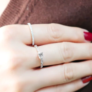 【AURORA 歐羅拉】GIA 30分F color八心八箭天然真鑽 PT950鉑金台 鑽戒女戒婚戒套戒 飛翔(一戒三戴)